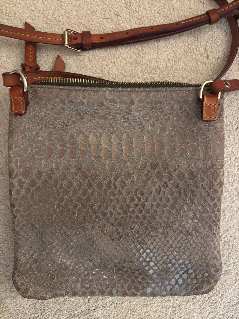 Dooney & Bourke Brown Snake-Embossed Crossbody with Leather Trim - Picture 4 of 6